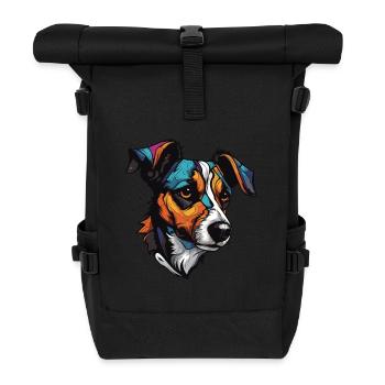 Jack Russel Terrier Hund Portrait - Rolltop Rucksack - Schwarz - Vorne