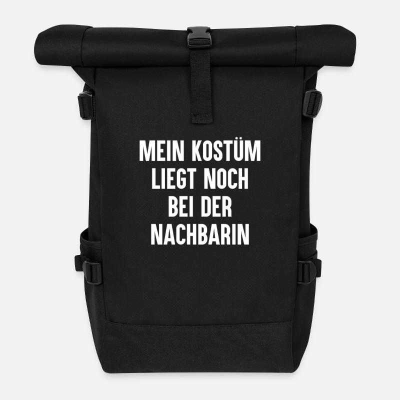 Kostüm Karneval Fasching - Rolltop Rucksack - Schwarz