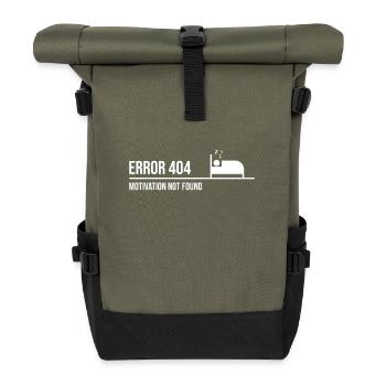 Error 404 - Motivation not found | Nerd Saying - Roll Top Backpack - olive/black - Front