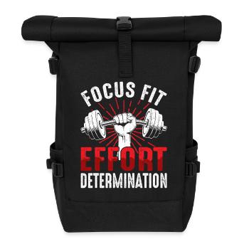 Fokus und Entschlossenheit Fitness Motivation - Rolltop Rucksack - Schwarz - Vorne