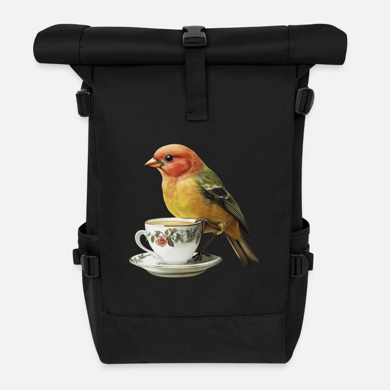 Finch Bird Kaffee - Rolltop Rucksack - Schwarz