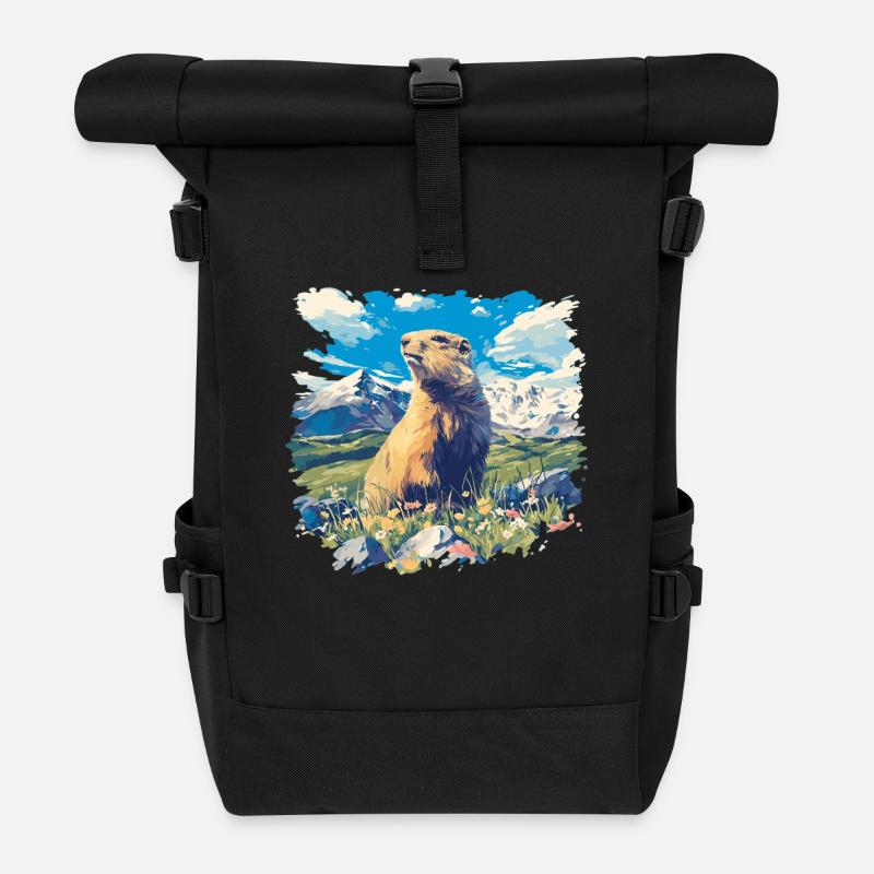 Murmeltiere Murmeltier - Rolltop Rucksack - Schwarz