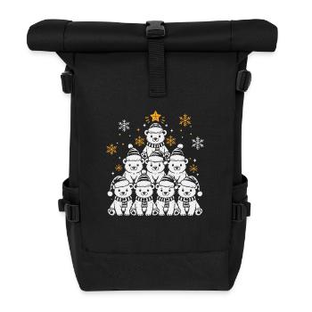 Weihnachtsbaum Eisbär - Rolltop Rucksack - Schwarz - Vorne