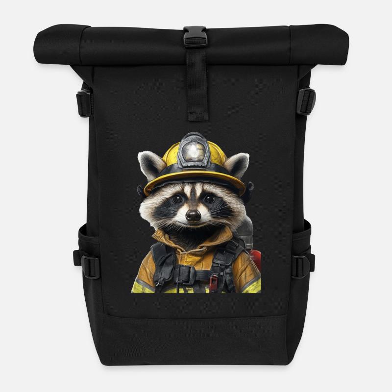 Waschbär - Rolltop Rucksack - Schwarz