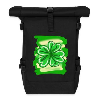 Kleeblatt handgemalt Glücksblatt St patricks Tag - Rolltop Rucksack - Schwarz - Vorne
