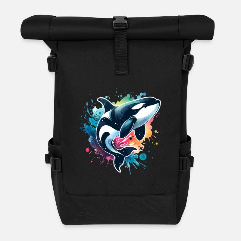 Orca Schwertwal - Rolltop Rucksack - Schwarz
