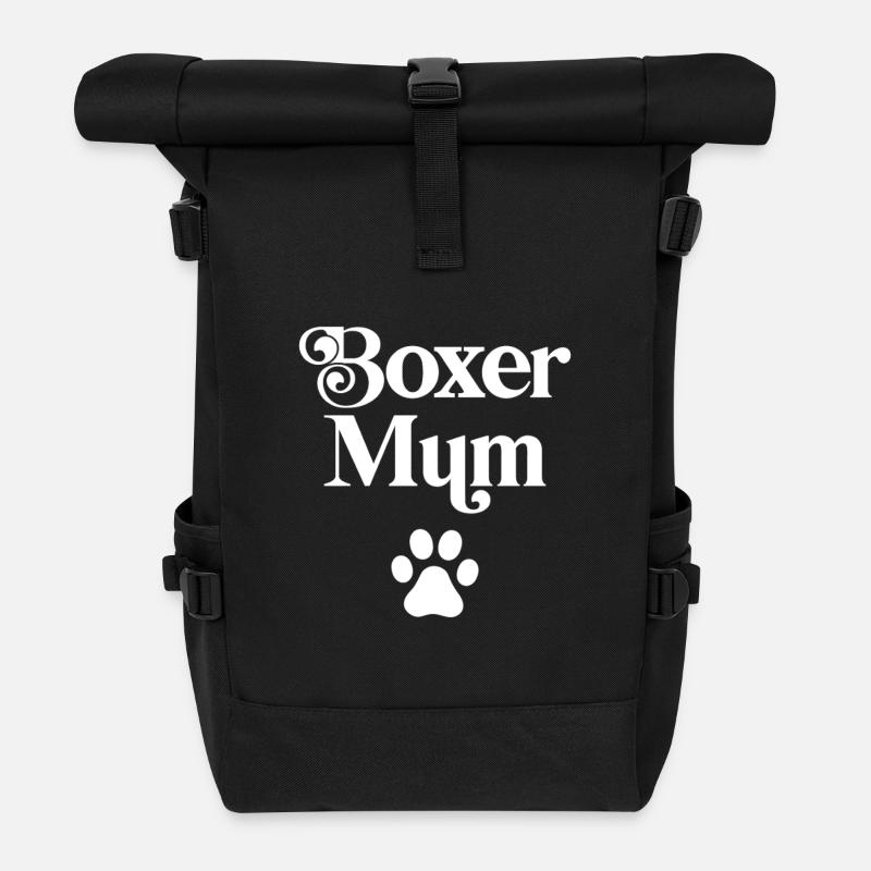 Boxer Mum - Roll Top Backpack - black