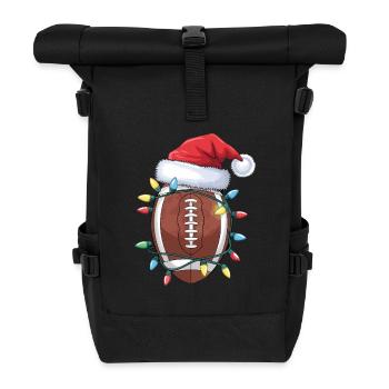Noël de football américain avec des lumières et des lumières - Sac à dos roll top - noir - Devant