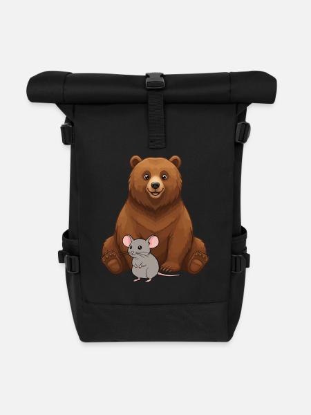 Bär und Maus Beste Freunde - Rolltop Rucksack - Schwarz