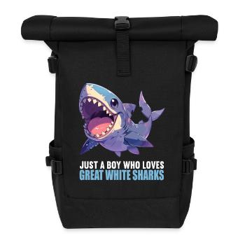 Weiße Haie Weißer Hai - Rolltop Rucksack - Schwarz - Vorne
