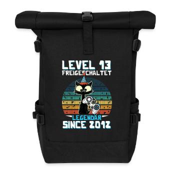 Level 13 Freigeschaltet Legendär Since 2012 - Rolltop Rucksack - Schwarz - Vorne