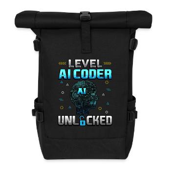 Level KI-Programmierer freigeschaltet - Rolltop Rucksack - Schwarz - Vorne