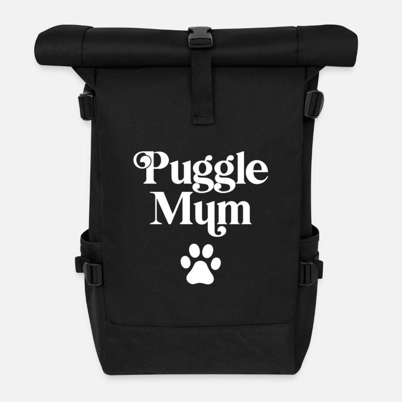 Puggle Mum - Roll Top Backpack - black