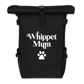 Whippet-Mama - Rolltop Rucksack - Schwarz - Vorne