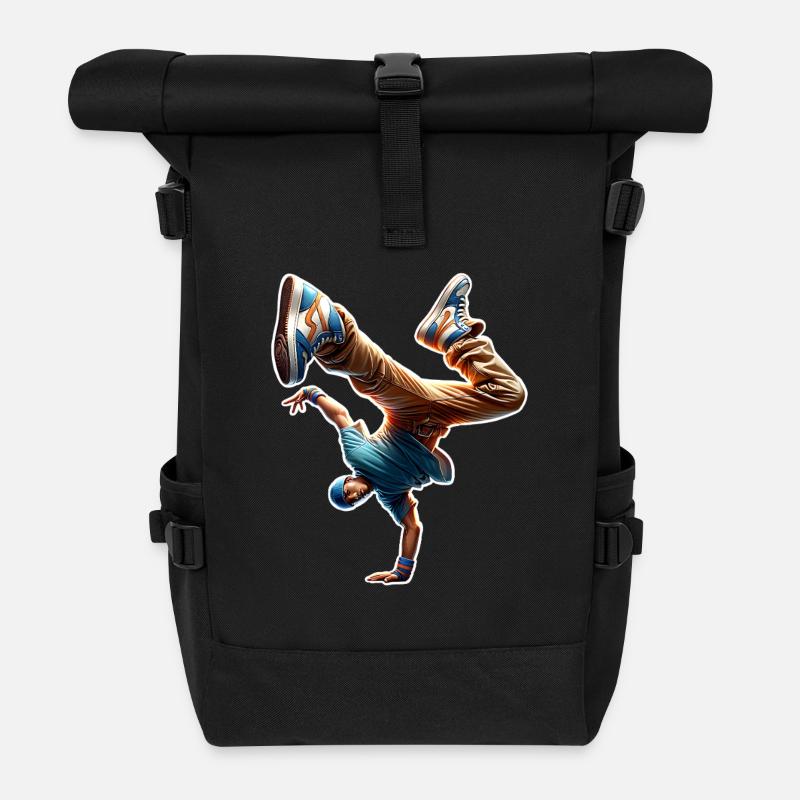 Breakdance - Rolltop Rucksack - Schwarz