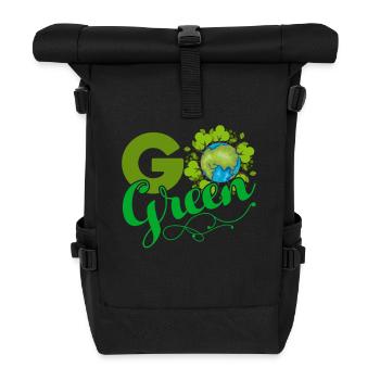 Earth Day Go Green Happy Earth - Roll Top Backpack - black - Front