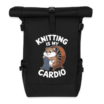 Stricken Ist Mein Cardio Lustiger Hamster - Rolltop Rucksack - Schwarz - Vorne