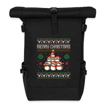 Vogel Weihnachten Rotkehlchen - Rolltop Rucksack - Schwarz - Vorne