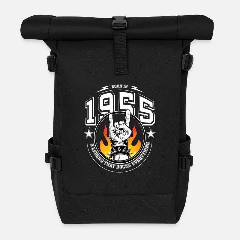 1955 Geburtstag, rockt alles, 70. Geburtstag - Rolltop Rucksack - Schwarz