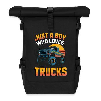Juste un garçon qui aime les camions - Sac à dos roll top - noir - Devant