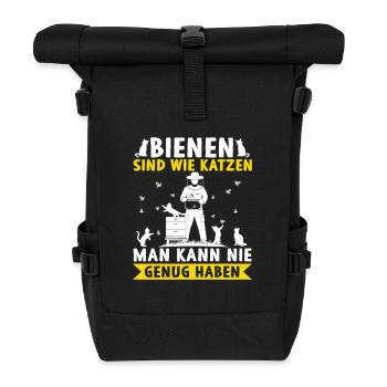 Bienen sind wie Katzen man kann nie genug haben - Rolltop Rucksack - Schwarz - Vorne