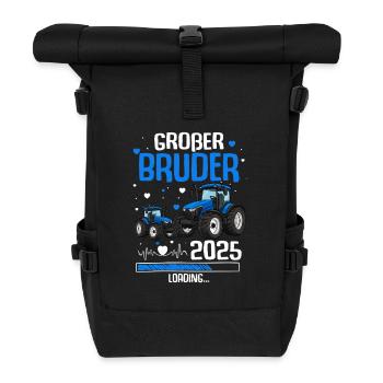 Großer Bruder 2025 Baby Traktor Landwirt - Rolltop Rucksack - Schwarz - Vorne