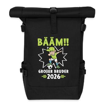 Bääm Großer Bruder 2026 Fußballspieler Fußballer - Rolltop Rucksack - Schwarz - Vorne