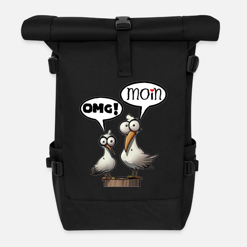 Die Bäädden Möwen - Möwe omg moin - Rolltop Rucksack - Schwarz