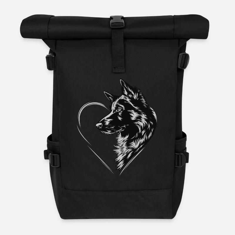 Deutscher Schäferhund - Rolltop Rucksack - Schwarz