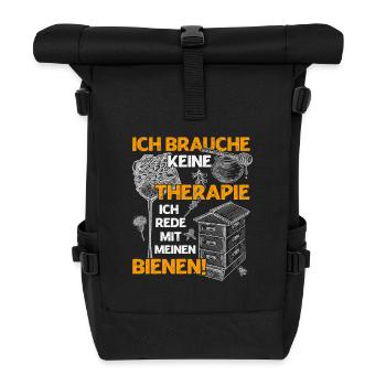 Ich brauche keine Therapie ich rede mit Bienen - Rolltop Rucksack - Schwarz - Vorne