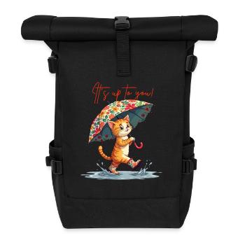 Chat Courage Pensée Positive Puddle Parapluie Mignon - Sac à dos roll top - noir - Devant