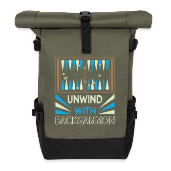 Backgammon Spiel - Rolltop Rucksack - Olive/Schwarz - Vorne