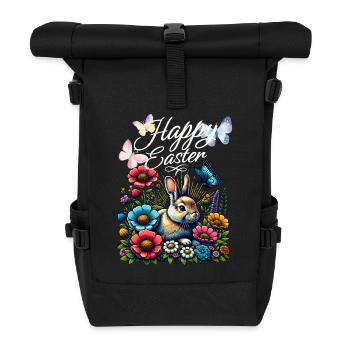 Happy Easter Happy Easter Easter Easter Bunny - Roll Top Backpack - black - Front