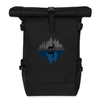 Deer in the dark forest - Roll Top Backpack - black - Front