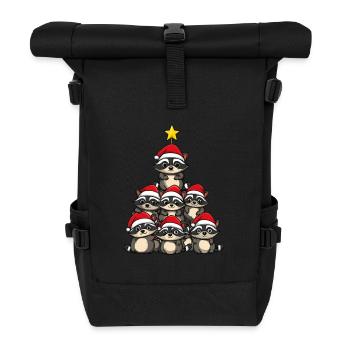 Waschbär Weihnachten Christbaum - Rolltop Rucksack - Schwarz - Vorne