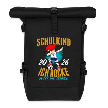 Schulkind 2026 Ich Rocke Jetzt Die Einschulung - Rolltop Rucksack - Schwarz - Vorne