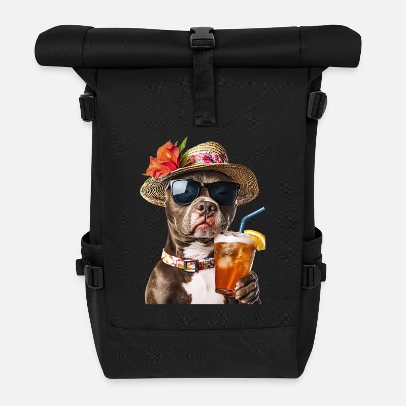 Amerikanischer Pitbull Terrier - Rolltop Rucksack - Schwarz