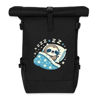 Sloth Sleeping In Bed At Night Time - Rolltop Rucksack - Schwarz - Vorne