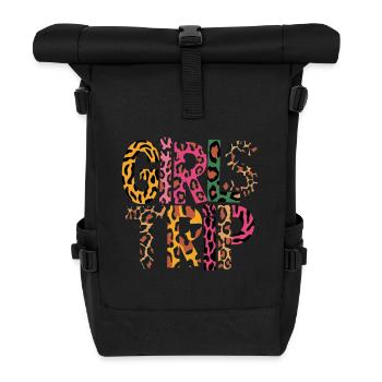 Girls' outing with animal print for the perfect - Roll Top Backpack - black - Front