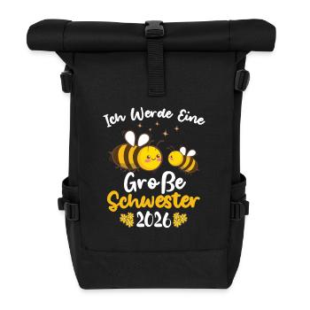 Ich Werde Eine Große Schwester 2026 Bienen - Rolltop Rucksack - Schwarz - Vorne