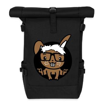 Bunny Nerd Geek Horn-Rimmed Glasses Hole Freak Intelligent - Roll Top Backpack - black - Front