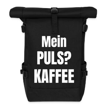 Mein Puls? Kaffee - Rolltop Rucksack - Schwarz - Vorne