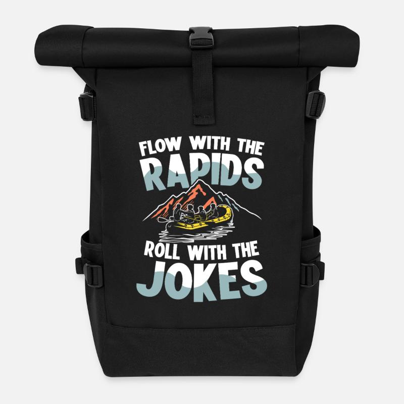 Mit Den Stromschnellen Fließen Roll Mit Den - Rolltop Rucksack - Schwarz