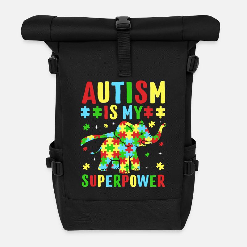 autism is my superpower - Rolltop Rucksack - Schwarz