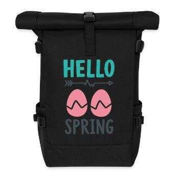 Bonjour le design printanier avec des œufs de Pâques - Sac à dos roll top - noir - Devant