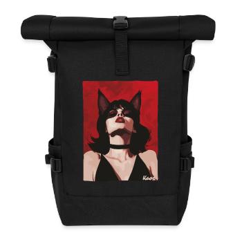 Verführerische Frau mit Katzenohren - Rolltop Rucksack - Schwarz - Vorne