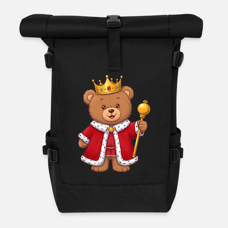 Teddybär König - Rolltop Rucksack - Schwarz