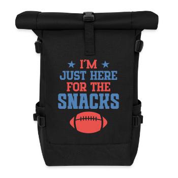 Ich bin nur wegen der Snacks hier - Rolltop Rucksack - Schwarz - Vorne