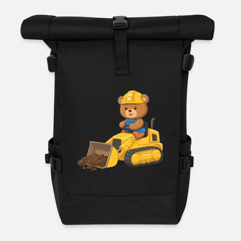 Teddybär Bauarbeiter - Rolltop Rucksack - Schwarz