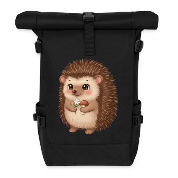 Animal Cartoon Hedgehog - Roll Top Backpack - black - Front
